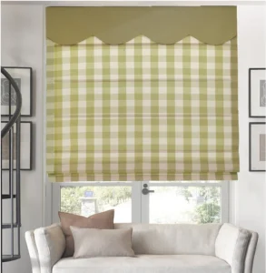 tailor-made-Roman-shade-roman-blind-Roman-Curtain-Yarn-dyed-cotton-cloth-green-grid-curtain-for